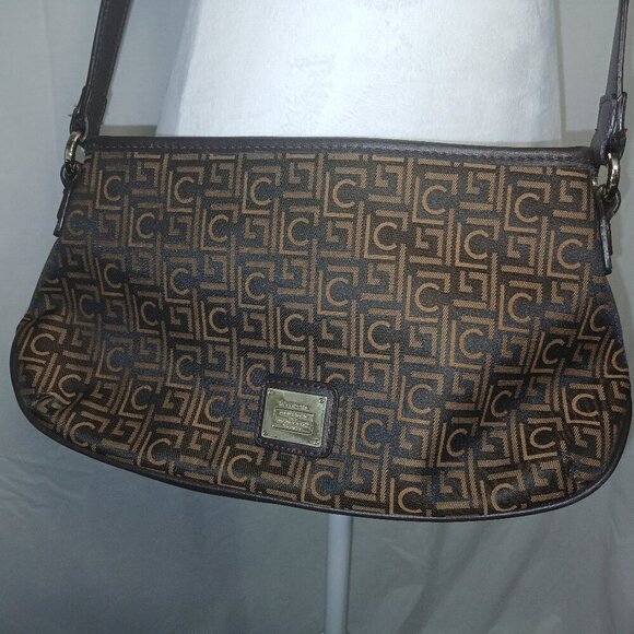 LIZ CLAIBORNE, CROSSBODY HANDBAG, VINTAGE,  BROWN AND BLACK DESIGN - Picture 1 of 7